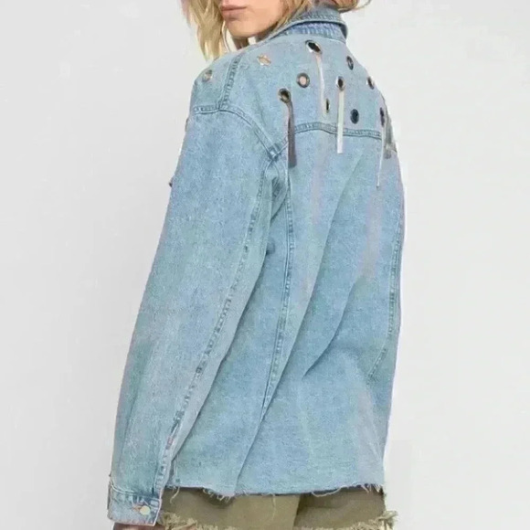 Denim Jacket with metal fringe - Picture 3 of 4